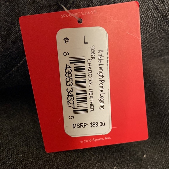 SPANX Ankle Length Hem Slit Ponte Shaping Leggings Charcoal Gray Size Large NWT - Picture 6 of 6